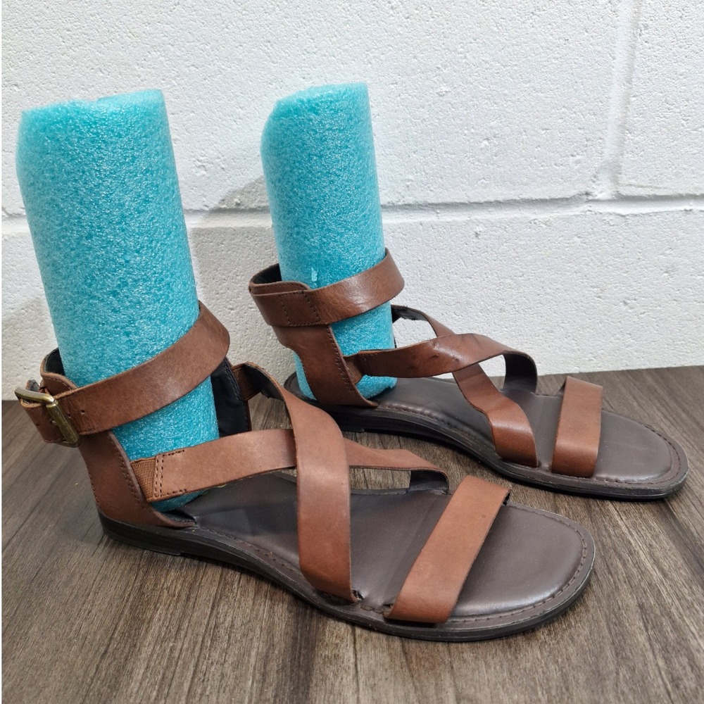 Franco Sarto Gwenyth Womens Size 7M Brown Leather Gladiator Strappy Flat Sandals - Picture 2 of 8